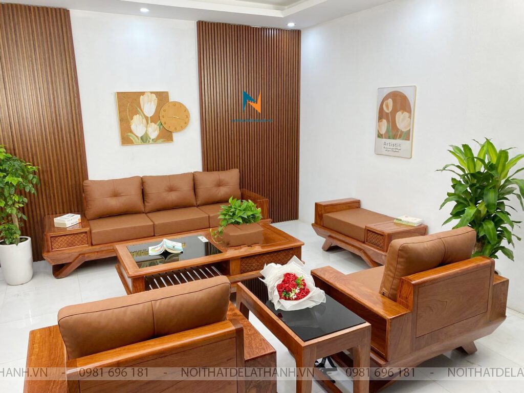 Bàn Ghế Sofa Gỗ Hương Đá