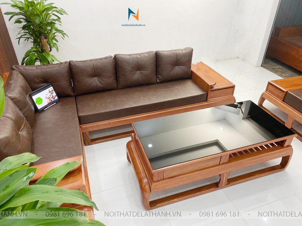 Bộ sofa gỗ hương góc chữ L, phân khúc cao cấp