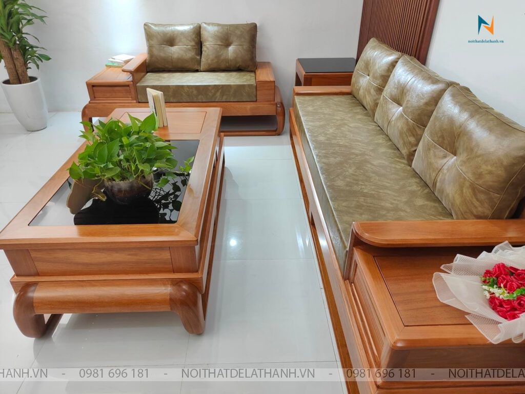 Bộ sofa gỗ gõ đỏ pachy hàng đặt cao cấp gồm có văng dài 2m65, văng ngắn 1m85, 1 bàn, 1 kẹp góc và 1 đôn