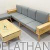 Bộ sopha gỗ phong cách đơn giản, đi kèm là đệm bọc nỉ/ da và chiếc bàn dài 60cmx1m2 rất đẹp mắt