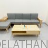 Sofa gỗ hiện đại với cục thông minh có thể đặt ở 2 đầu biến chiếc văng sofa thành sofa góc chữ L rất thuận tiện