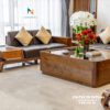 Cận cảnh bộ sofa gỗ óc chó phòng khách