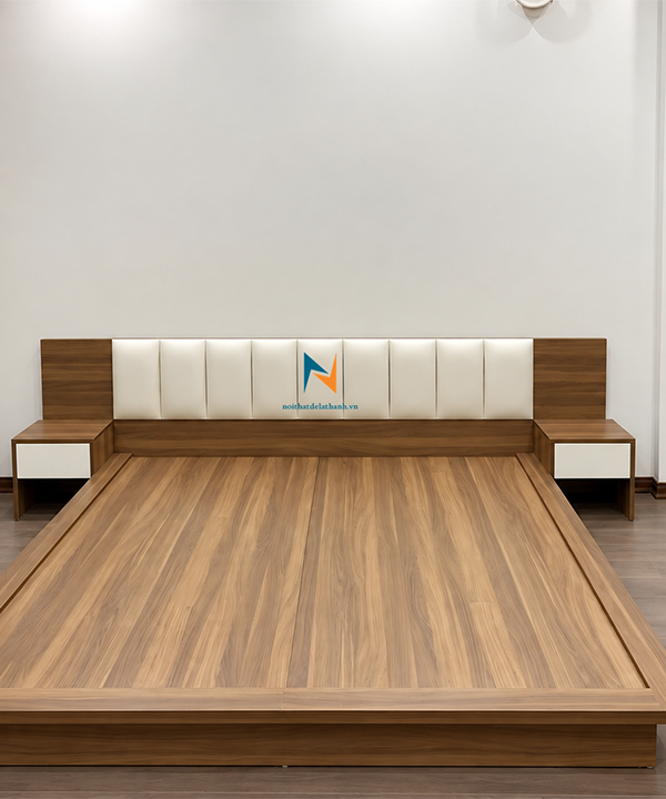 Chiếc giường bay phong cách Nhật Bản, chất liệu gỗ công nghiệp MDF, kích thước 2mx2m2x25cm