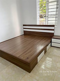 Ảnh thực tế giường gỗ công nghiệp 1m6 giá rẻ