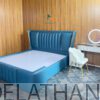 Chiếc giường bọc da toàn thân, gỗ MDF, kích thước 1m6x2m, thiết kế rất đẹp mắt theo phong cách châu Âu