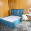 Giường bọc nệm da cao cấp màu xanh 1m6x2m