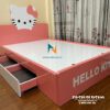 Chiếc giường hello kitty màu hồng pha trắng dành cho con gái siêu xinh, chất liệu gỗ công nghiệp mdf bền đẹp, kích thước 1m2x1m9
