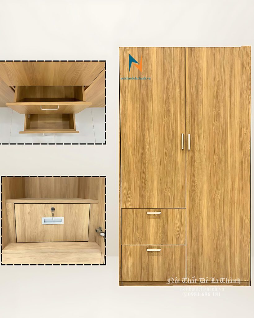 Bản vẽ bên trong chiếc tủ có 2 ngăn kéo
