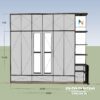 Bản thiết kế tủ quần áo hiện đại 2 tầng có kệ góc trang trí