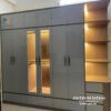 Chiếc tủ gỗ công nghiệp mdf rộng 2m8, có 2 cánh kính, thiết kế hiện đại, samg trọng
