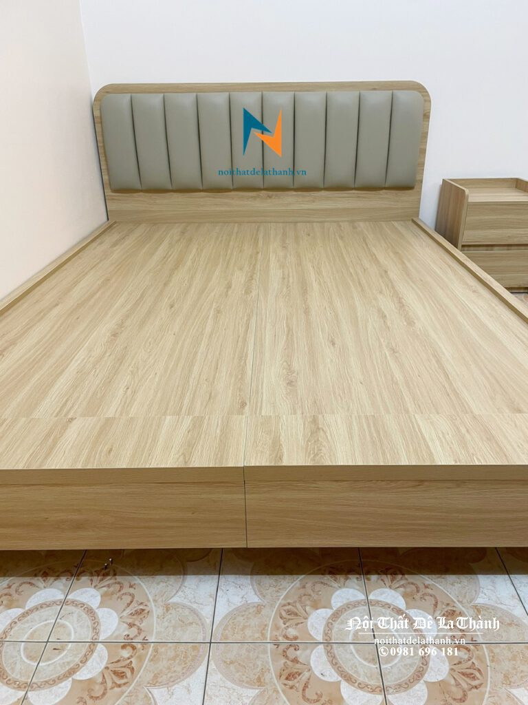 Giường bay gỗ công nghiệp đầu gắn nệm da 1m6x2m