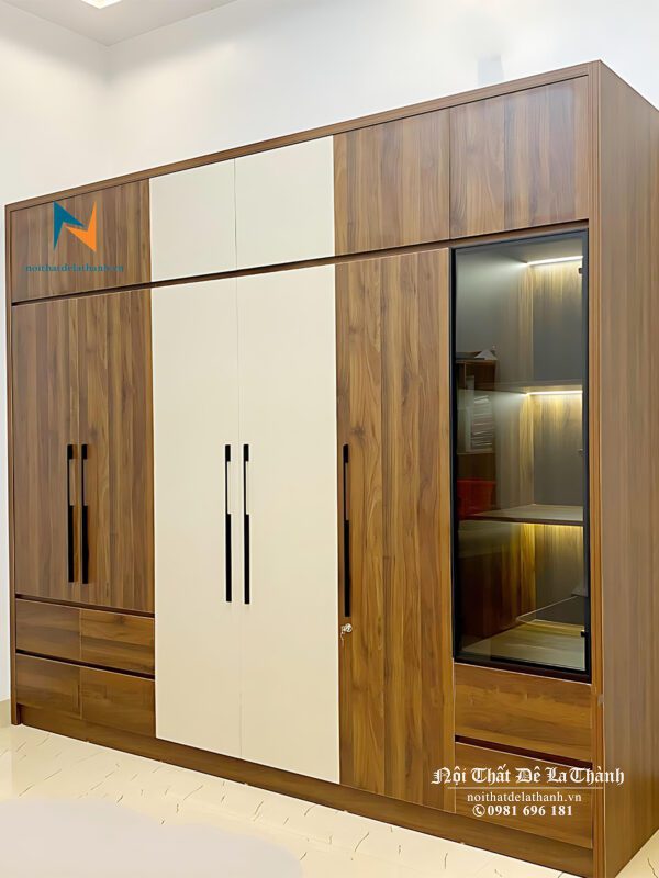 Chiếc tủ áo gỗ công nghiệp đẹp hiện đại, 6 cánh
