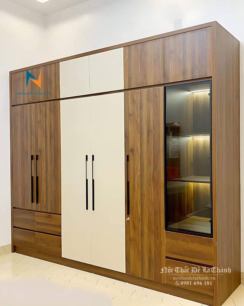 Chiếc tủ áo gỗ công nghiệp đẹp hiện đại, 6 cánh