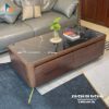 Chiếc bàn trà gỗ óc chó này rất phù hợp khi đi kèm với sofa gỗ tự nhiên cùng màu, hoặc sofa da tone màu tối