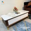 Bàn sofa gỗ tự nhiên mặt đá ceramic phong cách hiện đại