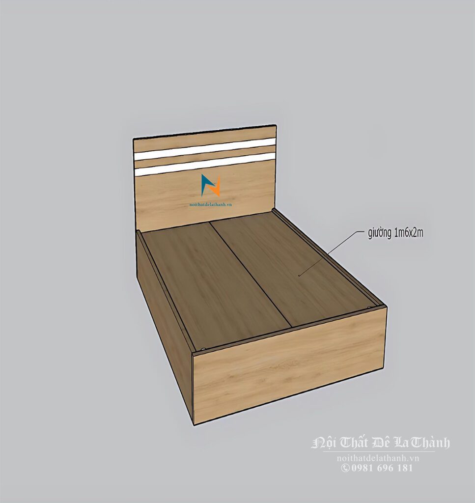 Bản thiết kế giường 1m6x2m, gỗ công nghiệp giá rẻ