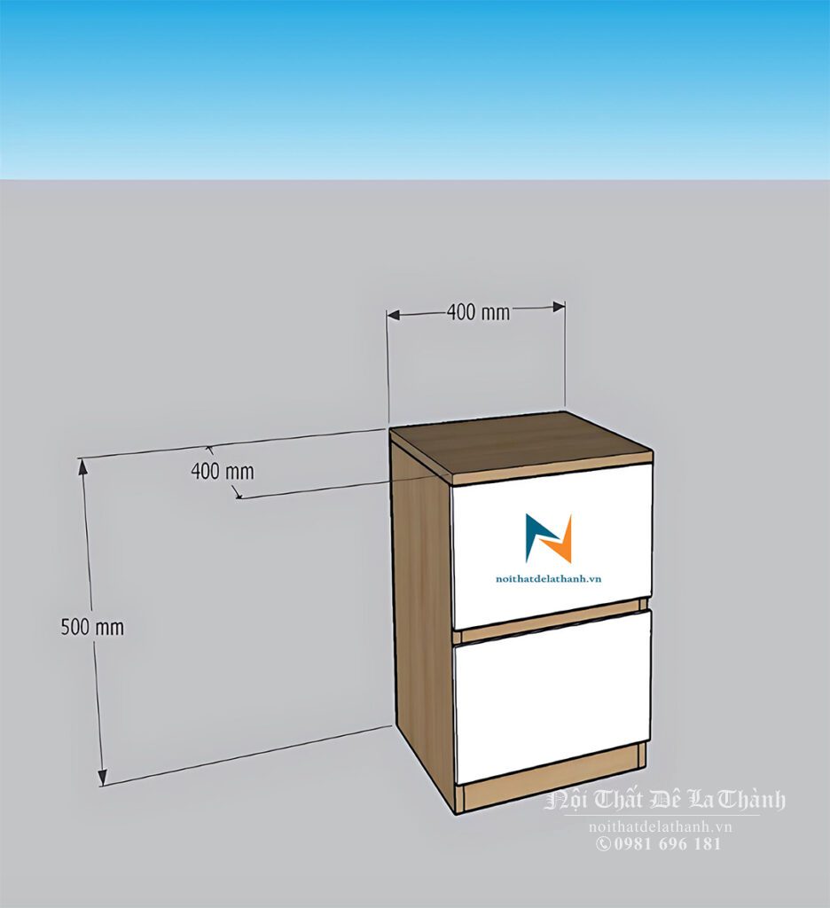Bàn thiết kế chiếc tủ đầu giường giá rẻ, màu 388, 2 mặt ngăn kéo màu trắng, kích thước 40cmx40cmx50cm