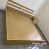 Giường gỗ công nghiệp giá rẻ 1m6x2m, màu 388, đầu cao có 2 kẻ màu trắng