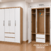 Bản thiết kế tủ giá rẻ 1m6x2m, gồm 2 cánh dài, 2 cánh ngắn, 2 ngăn kéo, màu 388 pha cánh màu trắng