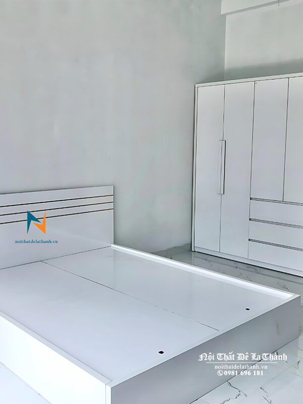 Ảnh thực tế bộ giường tủ giá rẻ Hà Nội màu trắng 1m6x2m