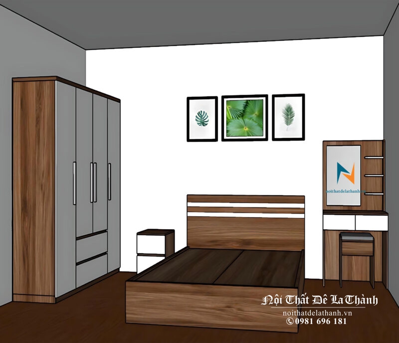 Thiết kế combo giường tủ mdf giá rẻ