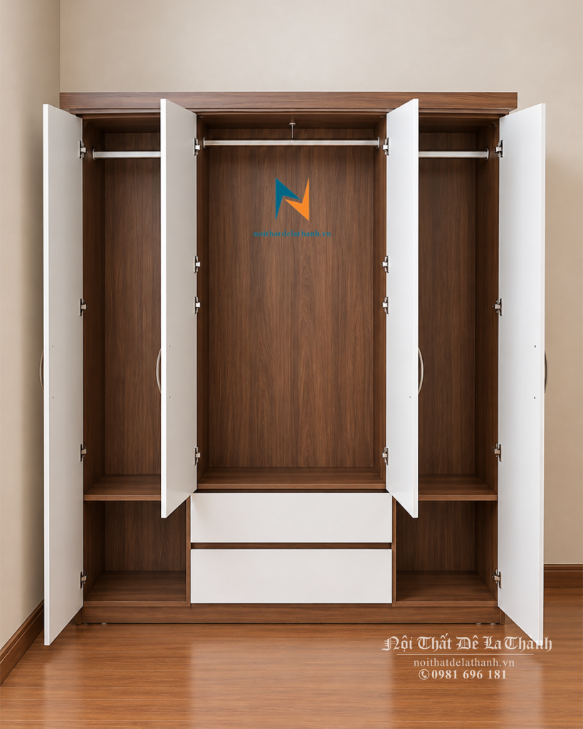Thiết kế bên trong chiếc tủ 1m6x2m giá rẻ