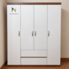 Ảnh chiếc tủ gỗ công nghiệp hiện đại 1m6x2m, gồm 2 cánh dài, 2 cánh cộc, 3 buồng, 2 ngăn kéo