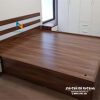Bộ giường tủ giá rẻ với giường 1m8x2m, tủ 2mx2m, màu óc chó pha cánh màu trắng