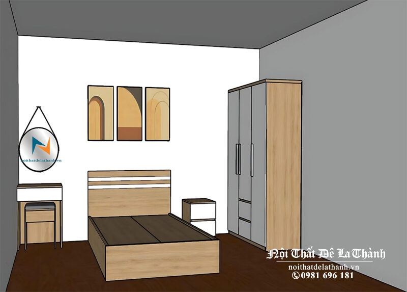 Thiết kế combo giưởng tủ 1m2x2m, giá rẻ màu 388 pha màu trắng, phong cách hiện đại