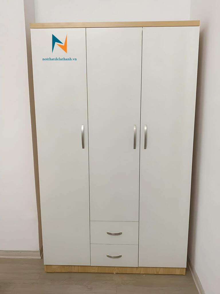 Ảnh thực tế tủ giá rẻ 1m2x2m, màu 388 pha cánh màu trắng