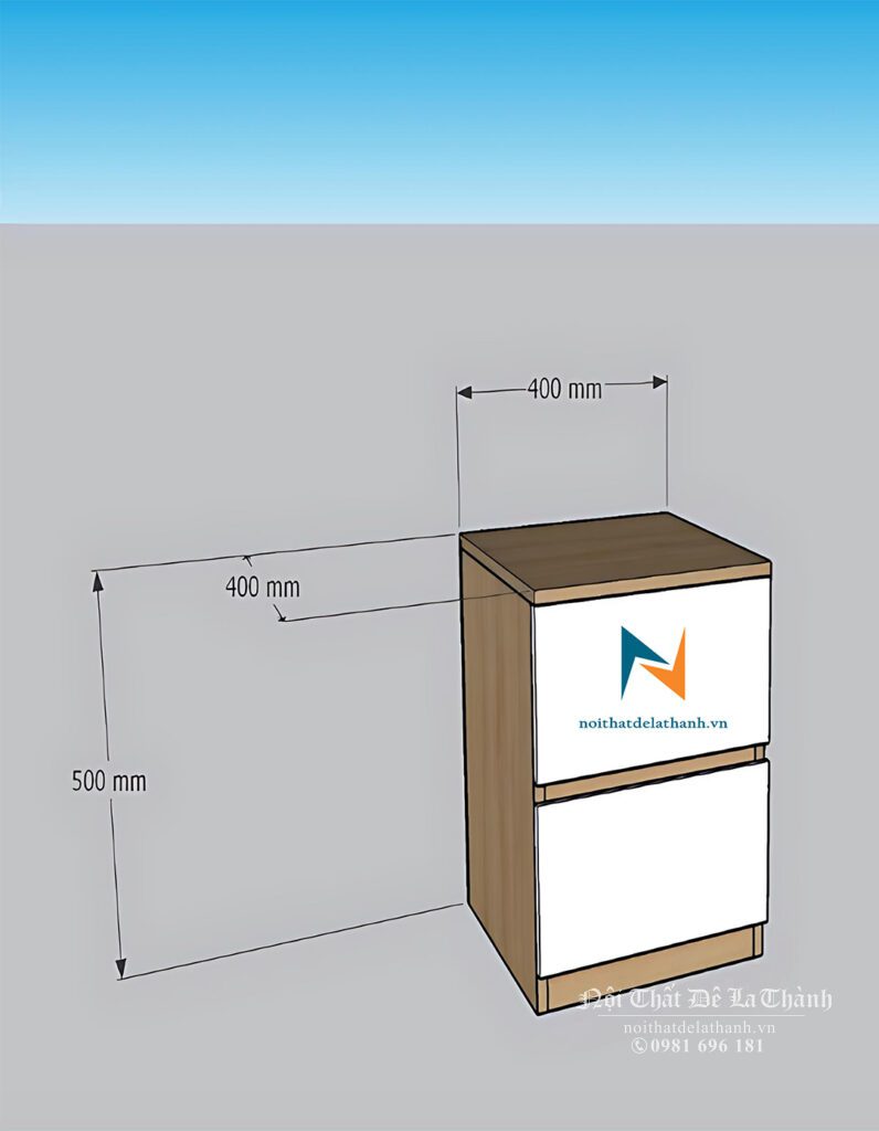 Bàn thiết kế chiếc tủ đầu giường giá rẻ, màu 388, 2 mặt ngăn kéo màu trắng, kích thước 40cmx40cmx50cm