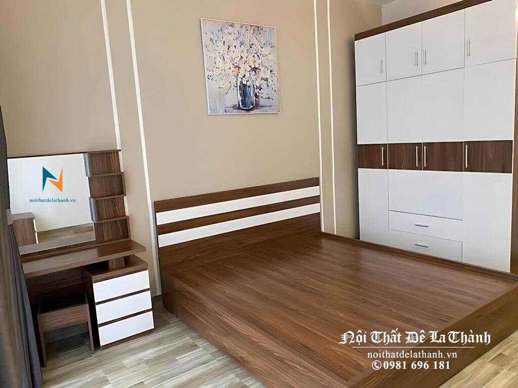 Combo giường tủ giá rẻ với tủ 2 tầng