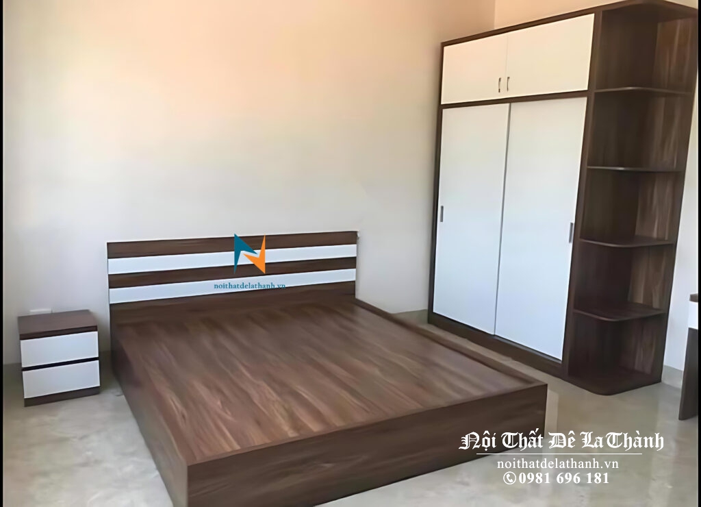 Combo giường tủ giá rẻ với tủ cánh lùa