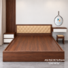 Bộ giường tủ đẹp giá rẻ màu óc chó 6089, gồm tủ 2mx2m, giường 1m6x2m đầu bọc nệm, bàn phấn gương treo 60cm, táp 40cm