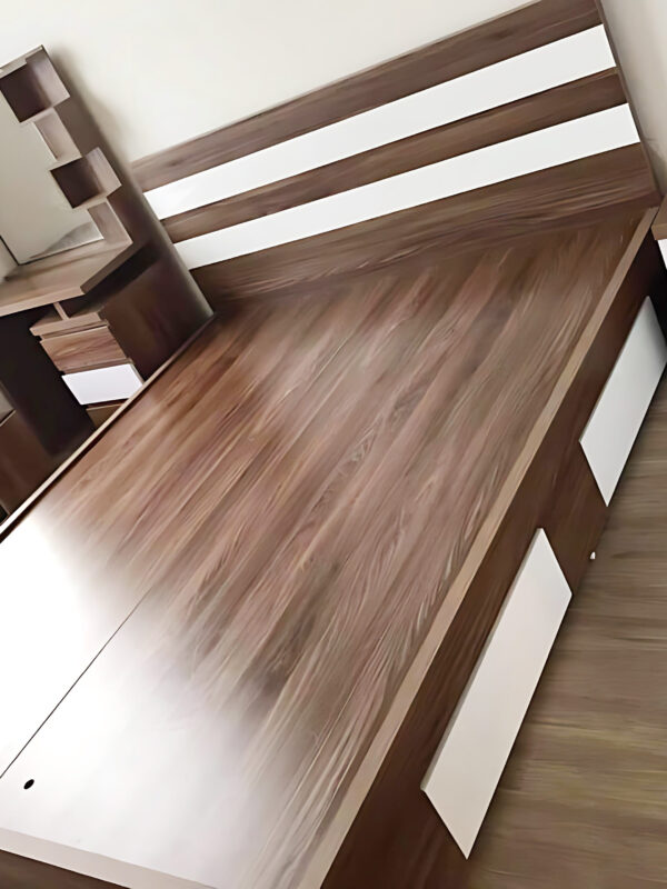 Combo giường tủ gỗ công nghiệp giá rẻ màu óc chó rất đáng sở hữu
