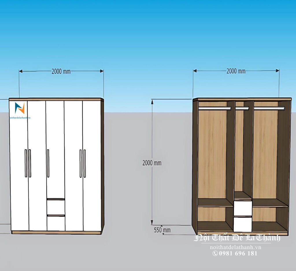 Bản thiết kế chiếc tủ giá rẻ 2mx2m2
