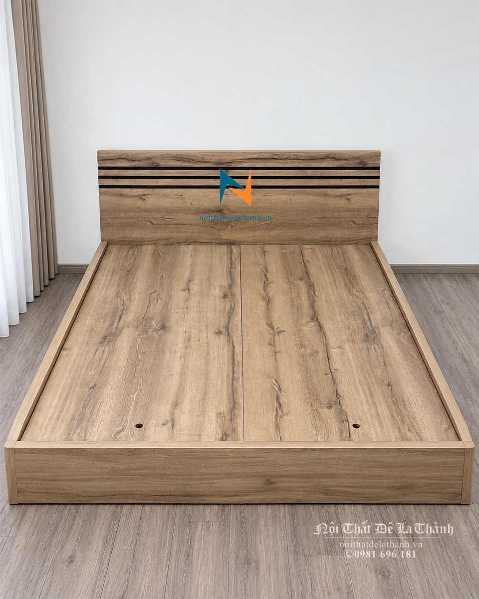 Ảnh chiếc giường 1m4x2m, màu 447, đầu có 3 kẻ màu đen