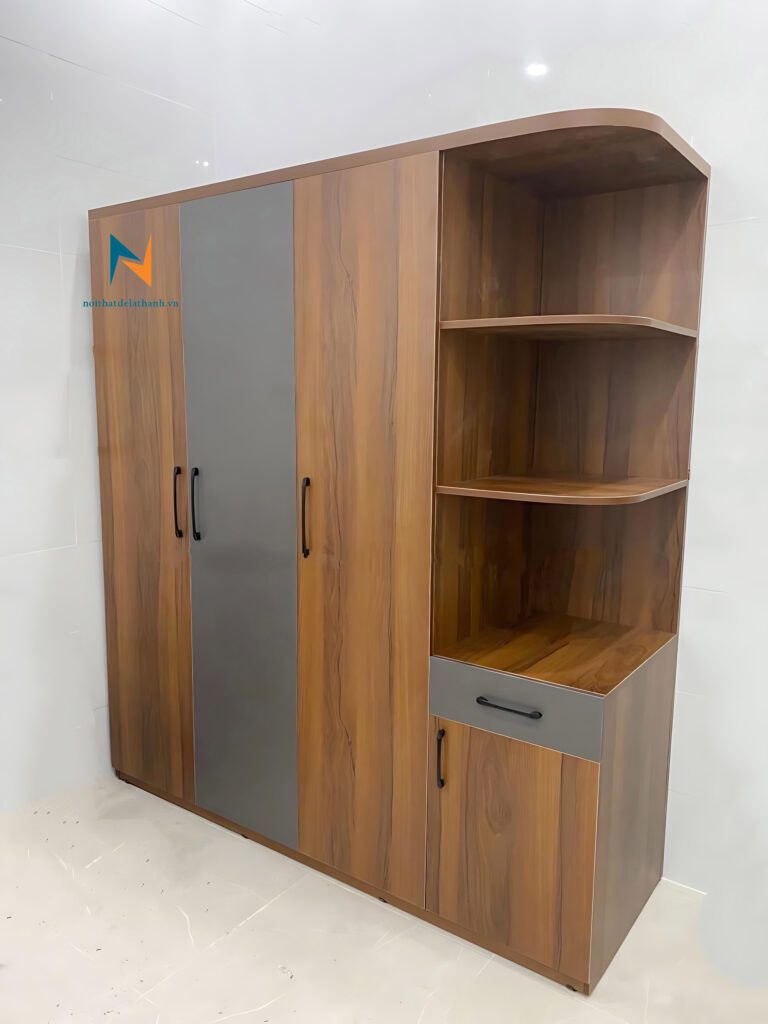 Thiết kế tủ quần áo gỗ công nghiệp hiện đại, 1m6x2m