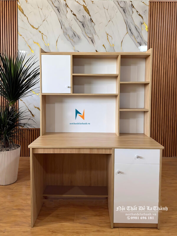 Bàn học nhỏ xinh 80cmx1m5, dành cho học sinh tiểu học, hoặc học sinh cấp 2, thiết kế kiểu bàn học liền giá sách