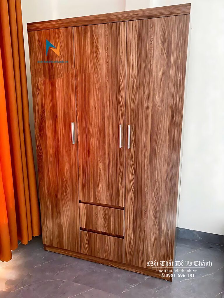 Chiếc tủ 1m2 hiện đại giá rẻ được thiết kế tối ưu với khoang treo, ngăn để đồ gấp và ngăn kéo để đồ nhỏ tiện lợi