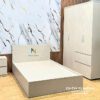 Combo giường tủ đẹp giá rẻ làm bằng chất liệu gỗ mdf, màu gỗ sáng, kích thước giường 1m2x1m9, tủ 1m2x2m, táp 40x40