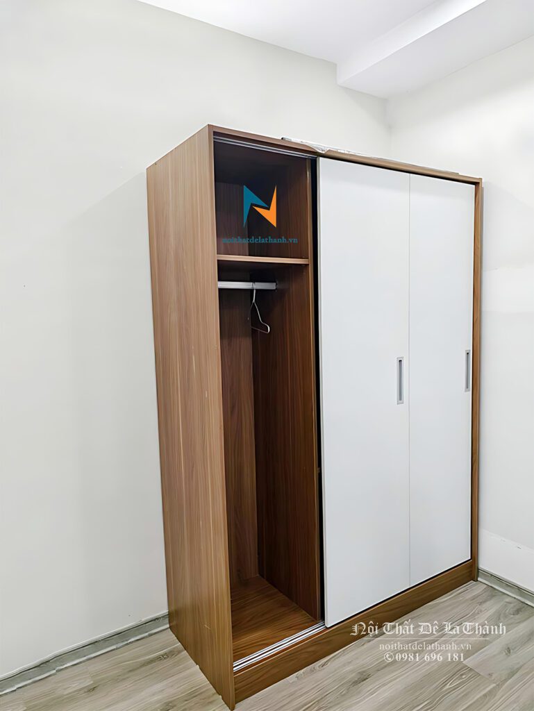 Tủ sinh viên 2 cánh lùa, kích thước 1m6x2m, phân khúc gỗ công nghiệp giá rẻ