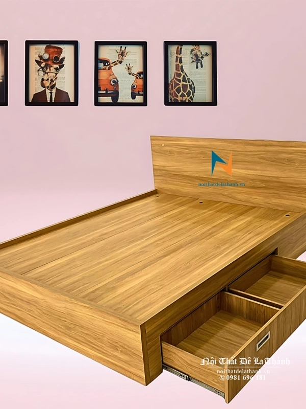 Giường đôi Queen size gỗ mdf phân khúc giá rẻ, phù hợp cho phòng trọ, hoặc sử dụng cho sinh viên