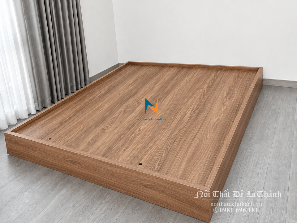 Chiếc giường hộp giá rẻ 1m6x2m không đầu, chuyên dụng cho sinh viên và phòng trọ