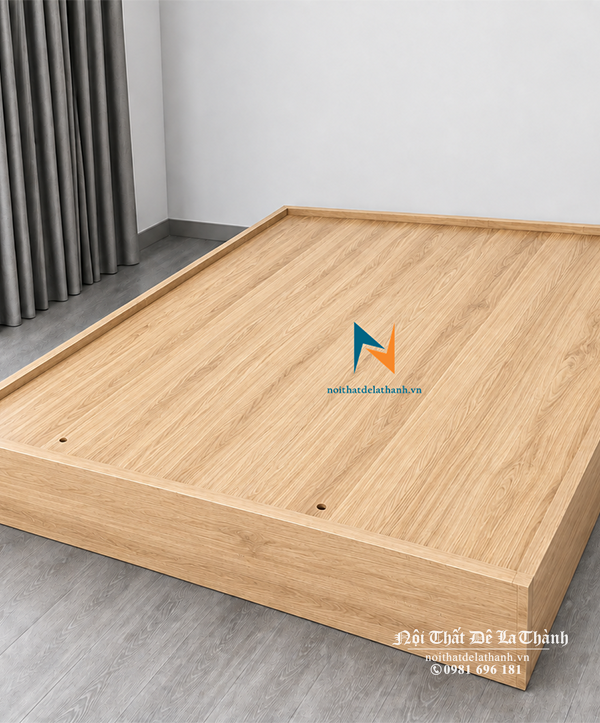 Chiếc giường không đầu cao giá rẻ 1m6x2m mã màu gỗ sáng 388