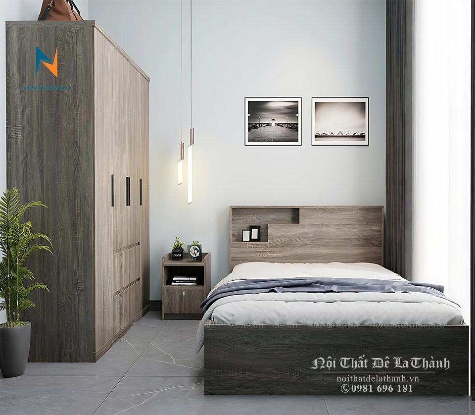 Bộ giường tủ giá rẻ được thiết kế theo phong cách hiện đại