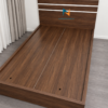 Chiếc giường 1m2x2m phân khúc giá rẻ, gỗ công nghiệp mdf, giường có màu óc chó, đầu cao có 2 kẻ trắng, phong cách hiện đại đơn giản mà đẹp mắt
