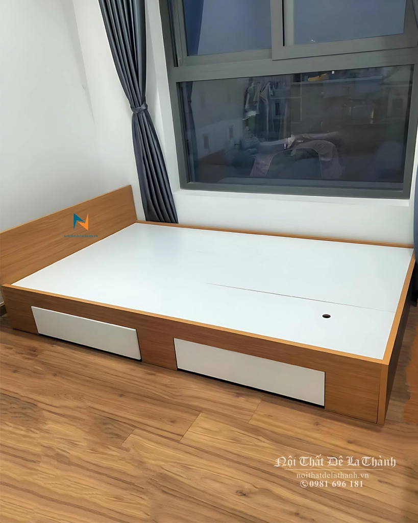 Mua giường đơn tại Nội thất Đê La Thành với các lựa chọn kích thước 1m2x2m hoặc 1m2x1m9