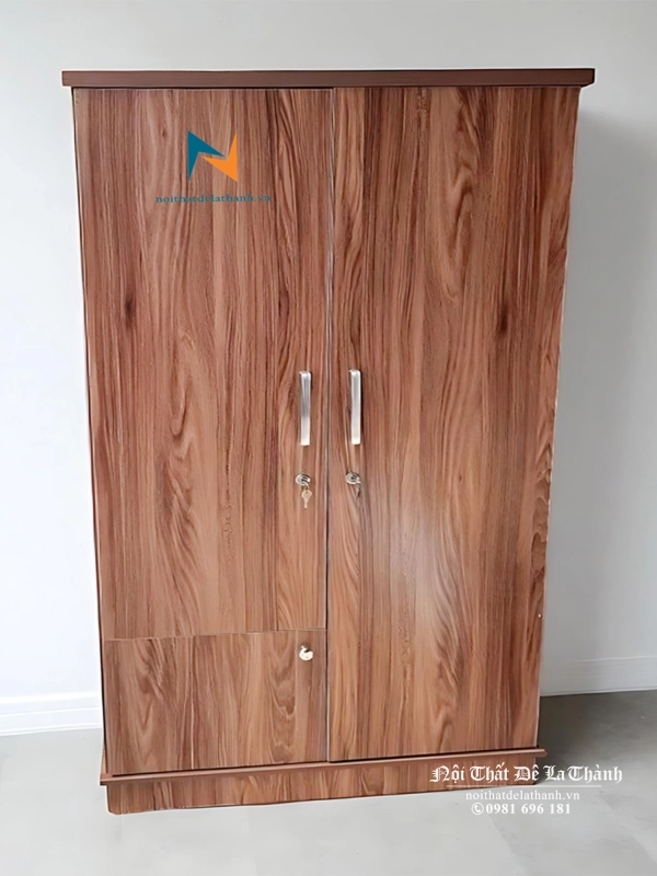 Chiếc tủ 2 cánh, kích thước 1mx2m, phân khúc giá rẻ, màu óc chó 6089, thiết kế đơn giản, hiện đại