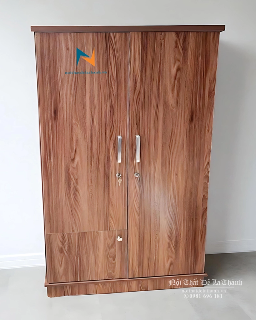 Chiếc tủ 2 cánh, kích thước 1mx2m, phân khúc giá rẻ, màu óc chó 6089, thiết kế đơn giản, hiện đại
